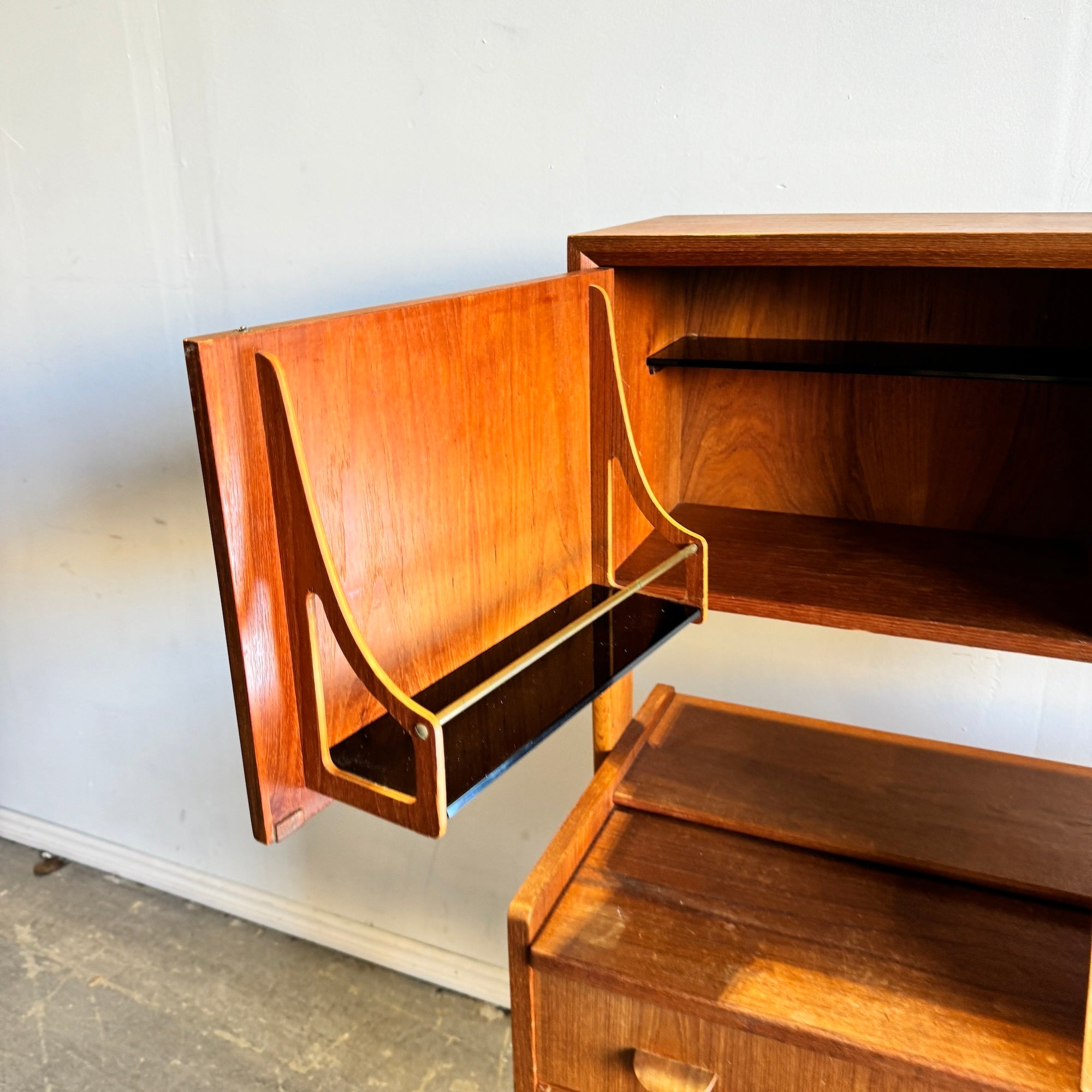 Danish Modern Teak Vanity/ Bar Storage