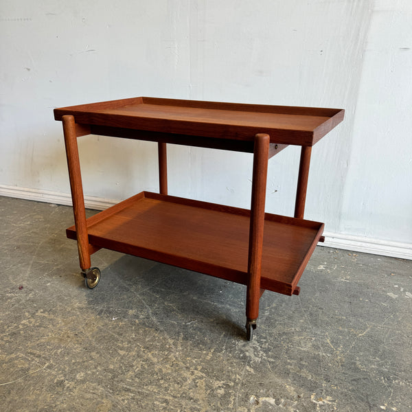 Danish Modern Poul Hundevad Expandable Teak Bar Cart