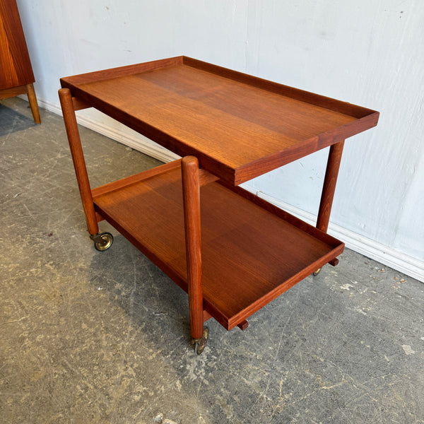 Danish Modern Poul Hundevad Expandable Teak Bar Cart