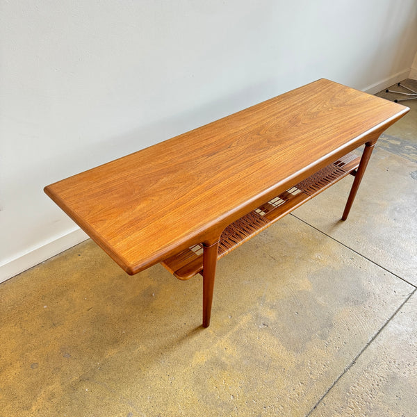 Danish Modern Teak coffee table with Braided caning