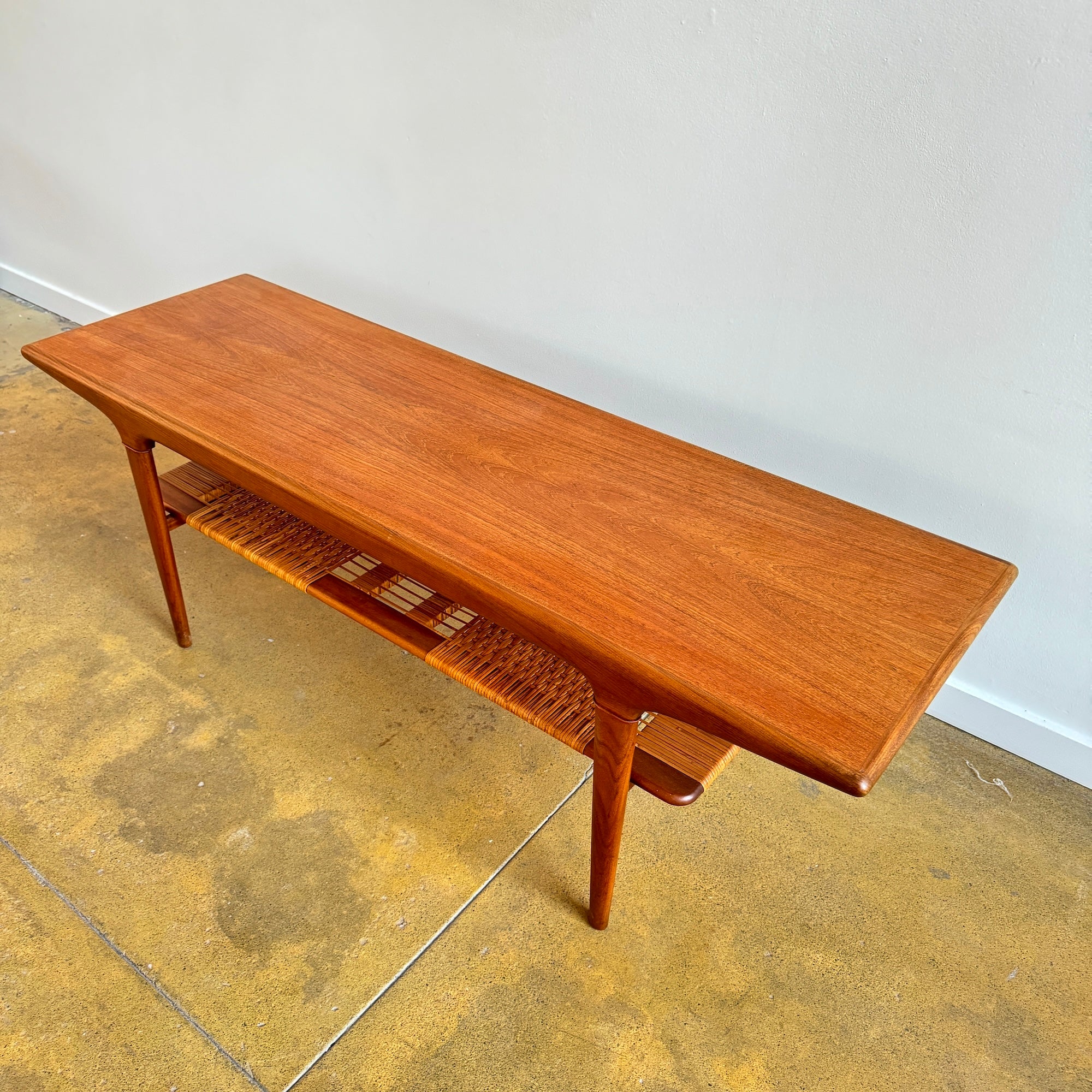 Danish Modern Teak coffee table with Braided caning