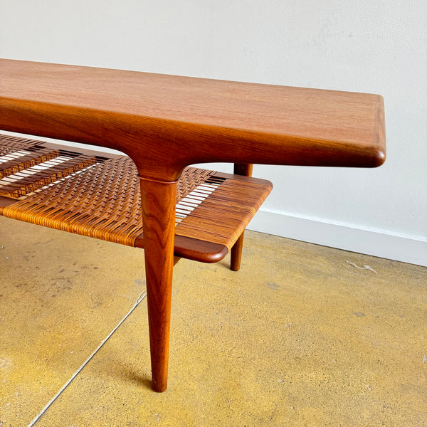 Danish Modern Teak coffee table with Braided caning