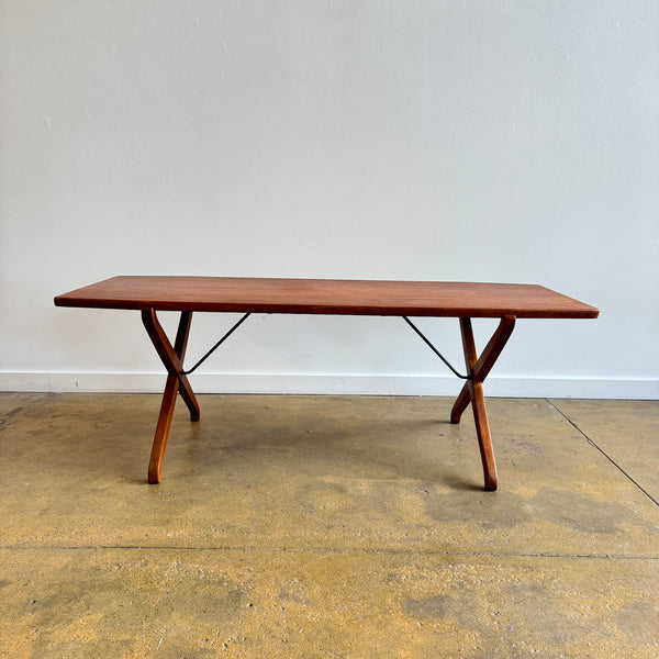 Danish Modern Teak Cross leg coffee table