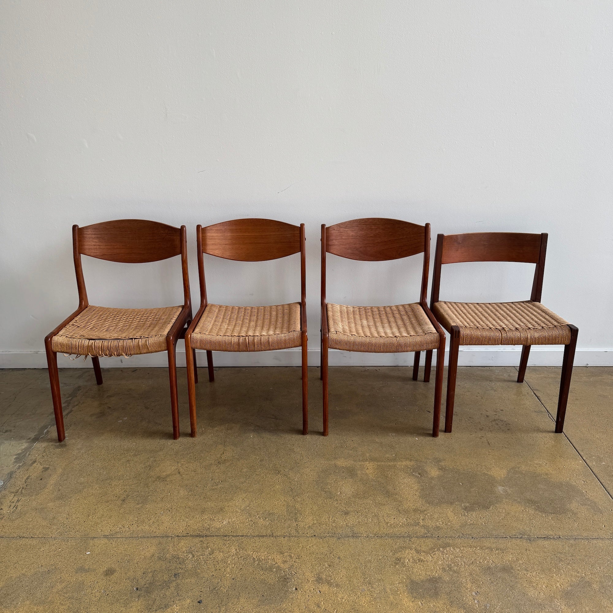 Vintage Danish Teak paper cord Dining Chairs