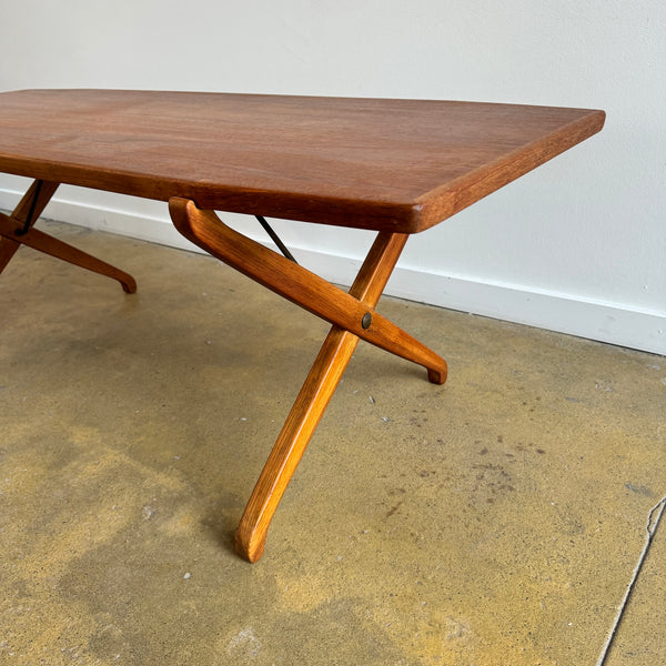 Danish Modern Teak Cross leg coffee table