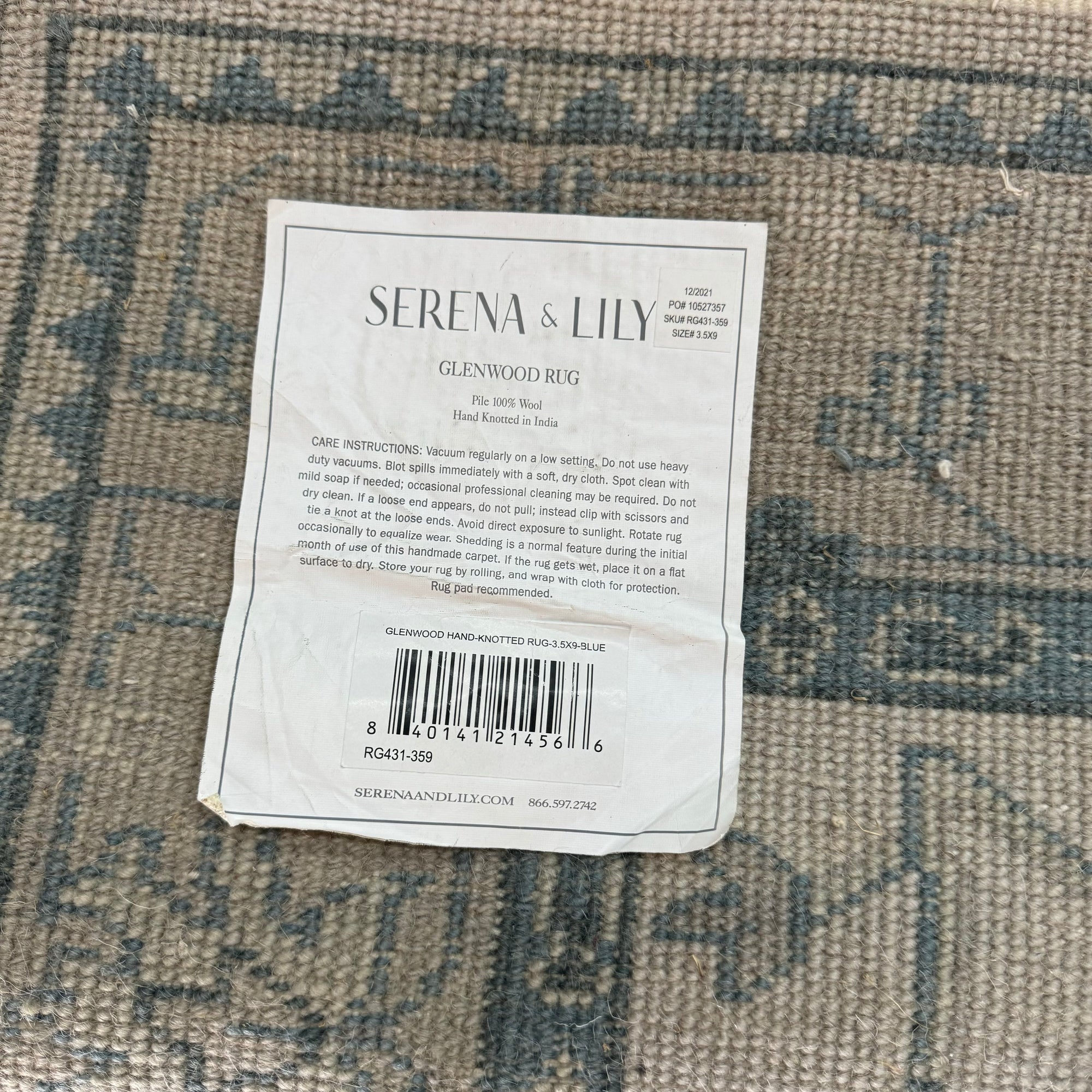 Serena and Lily Hand Knotted Runner Rug 3.5X9