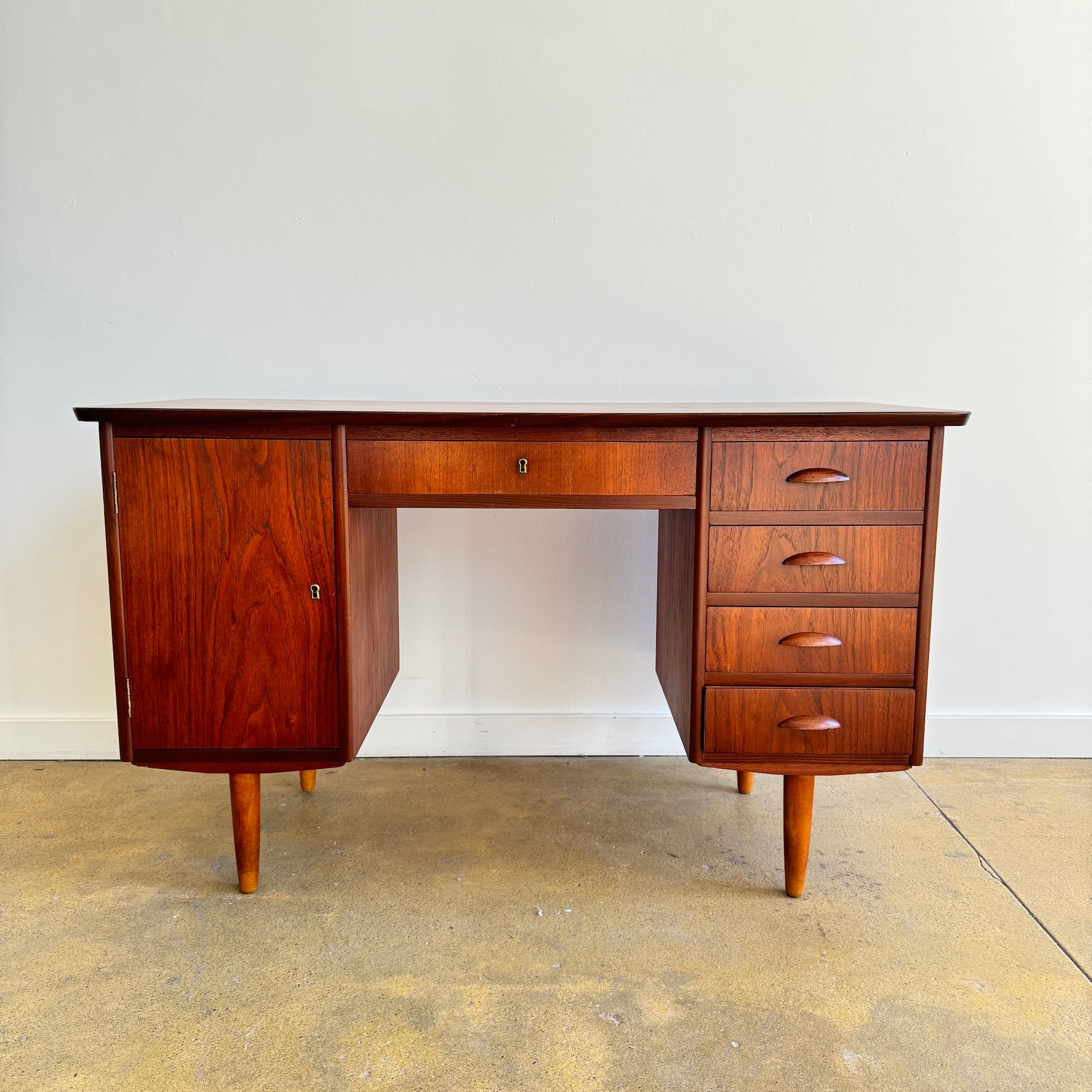 Danish Modern Teak 4 Drawer Desk