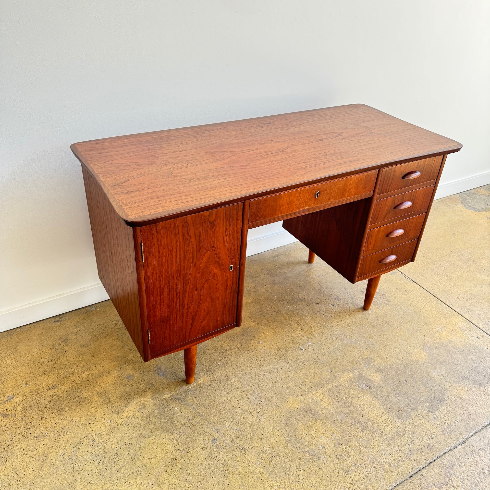 Danish Modern Teak 4 Drawer Desk