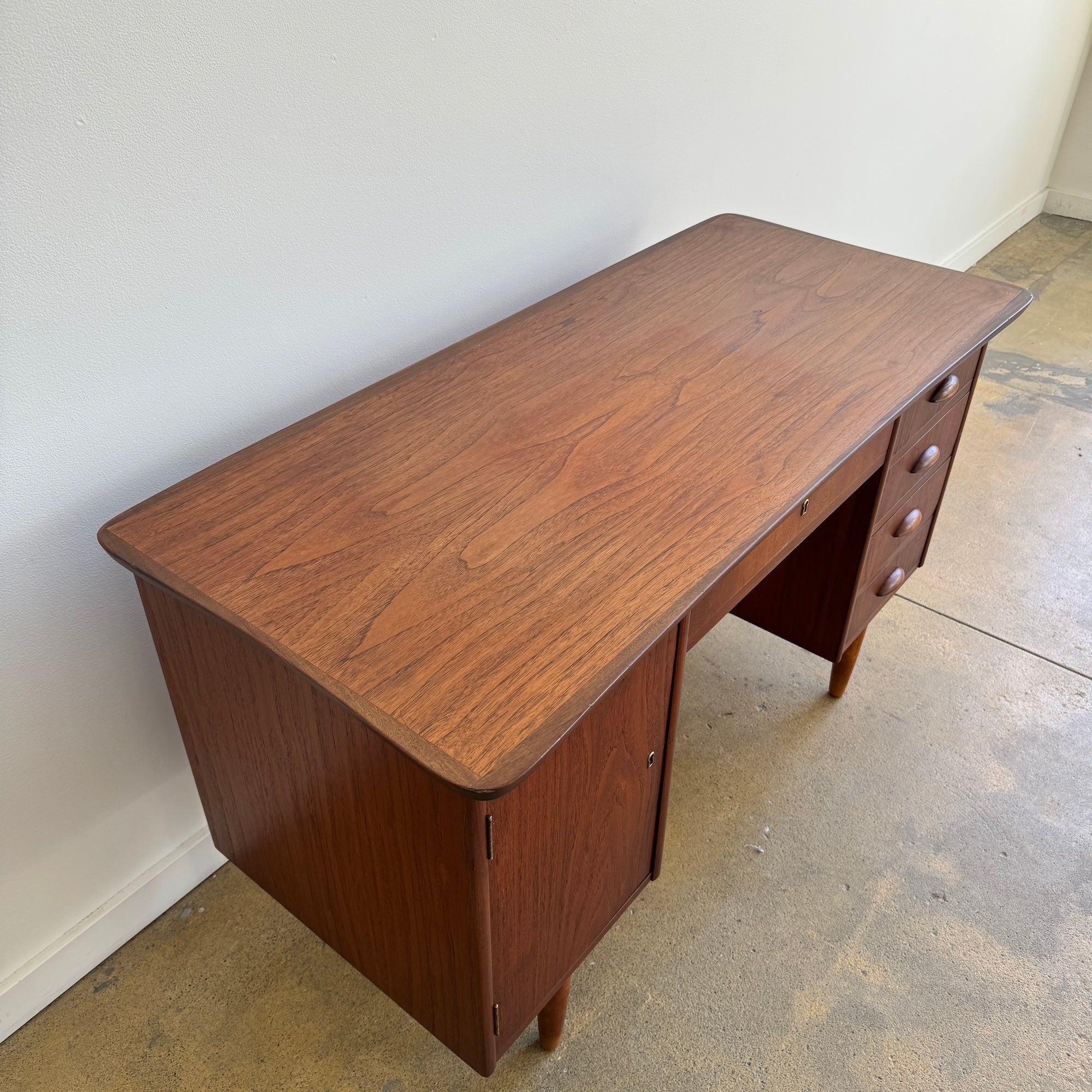 Danish Modern Teak 4 Drawer Desk