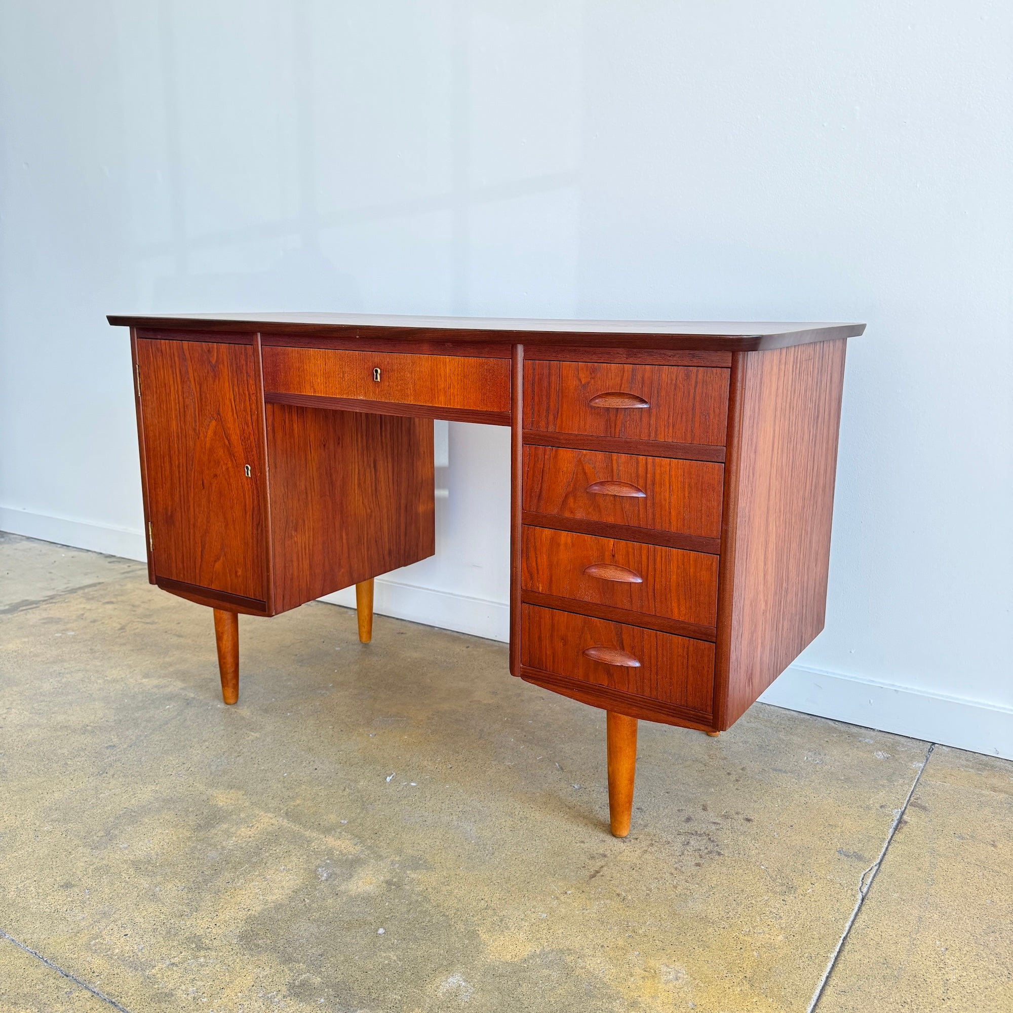 Danish Modern Teak 4 Drawer Desk