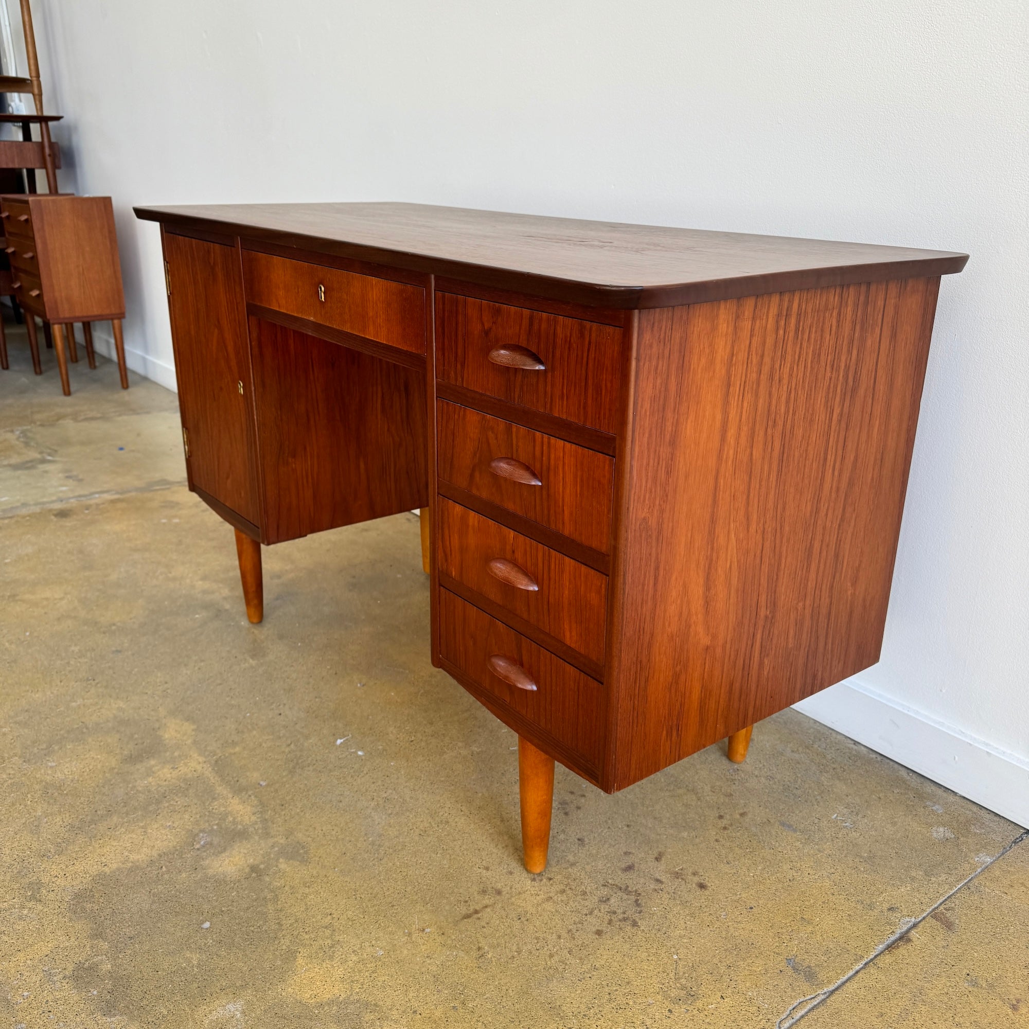 Danish Modern Teak 4 Drawer Desk