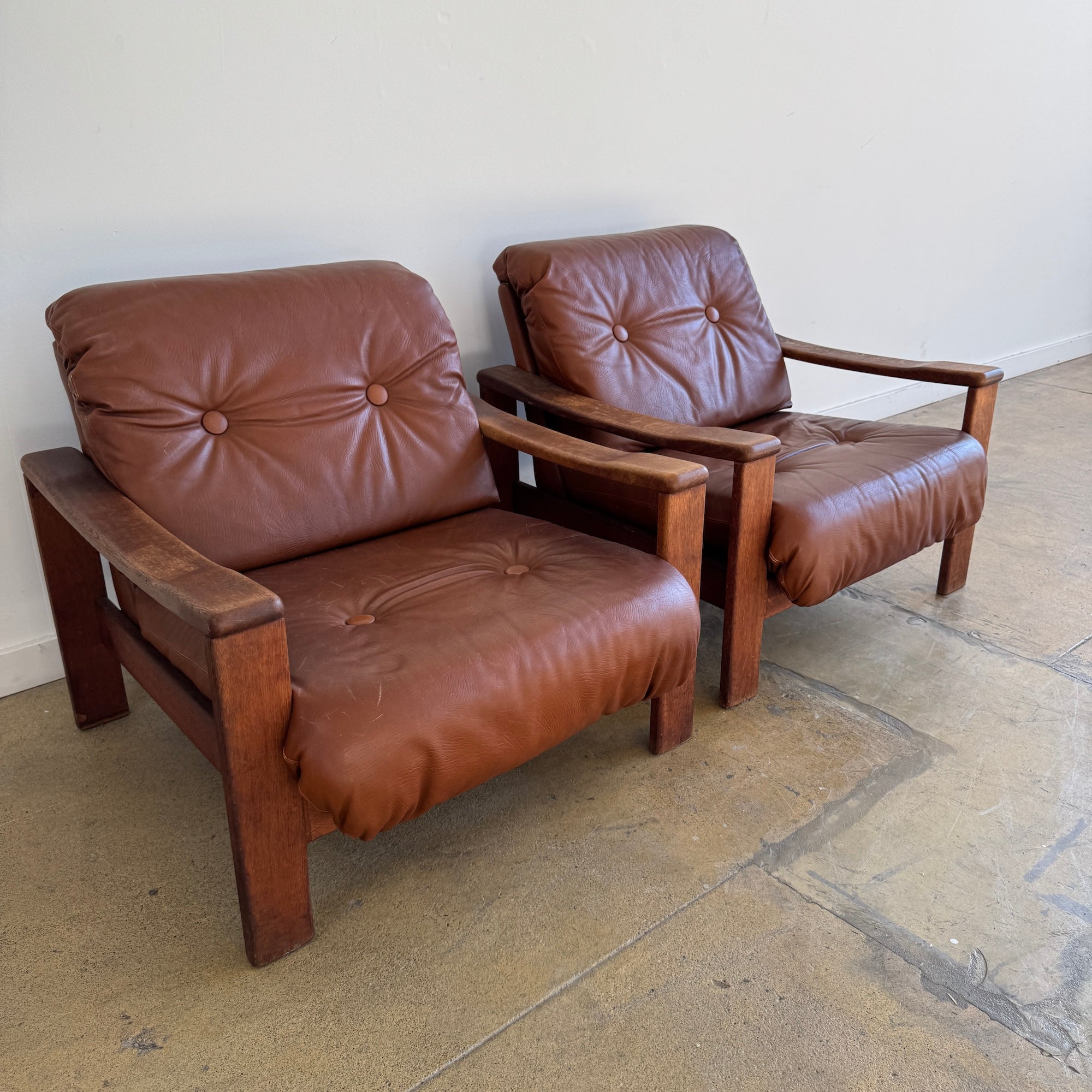 Vintage Brutalist Style set of 2 Lounge Chairs