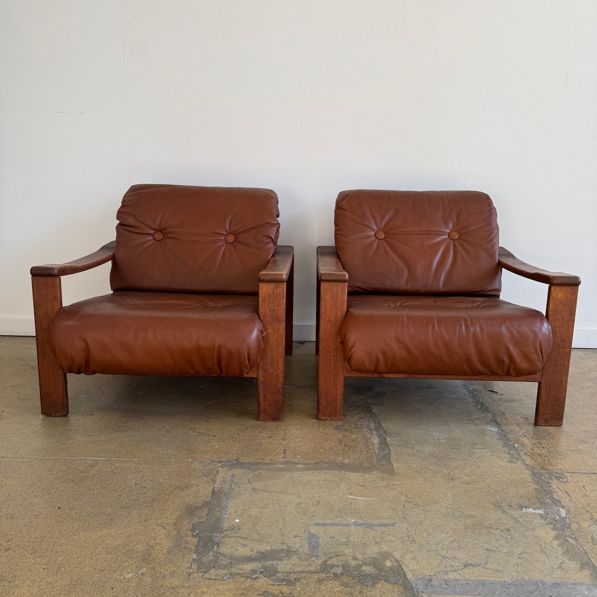 Vintage Brutalist Style set of 2 Lounge Chairs