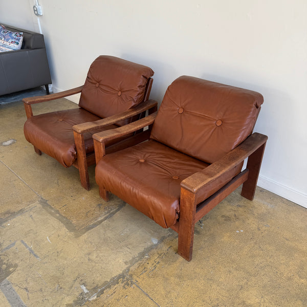 Vintage Brutalist Style set of 2 Lounge Chairs