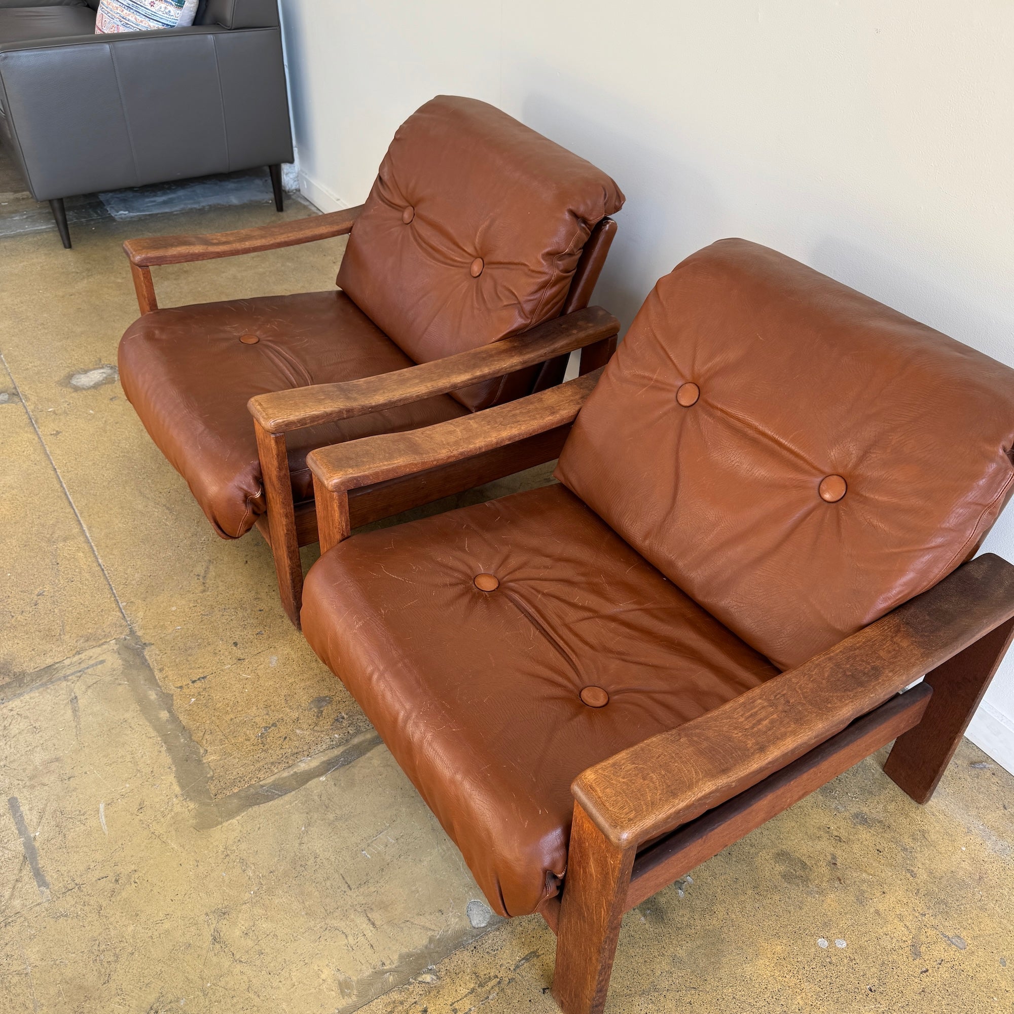 Vintage Brutalist Style set of 2 Lounge Chairs