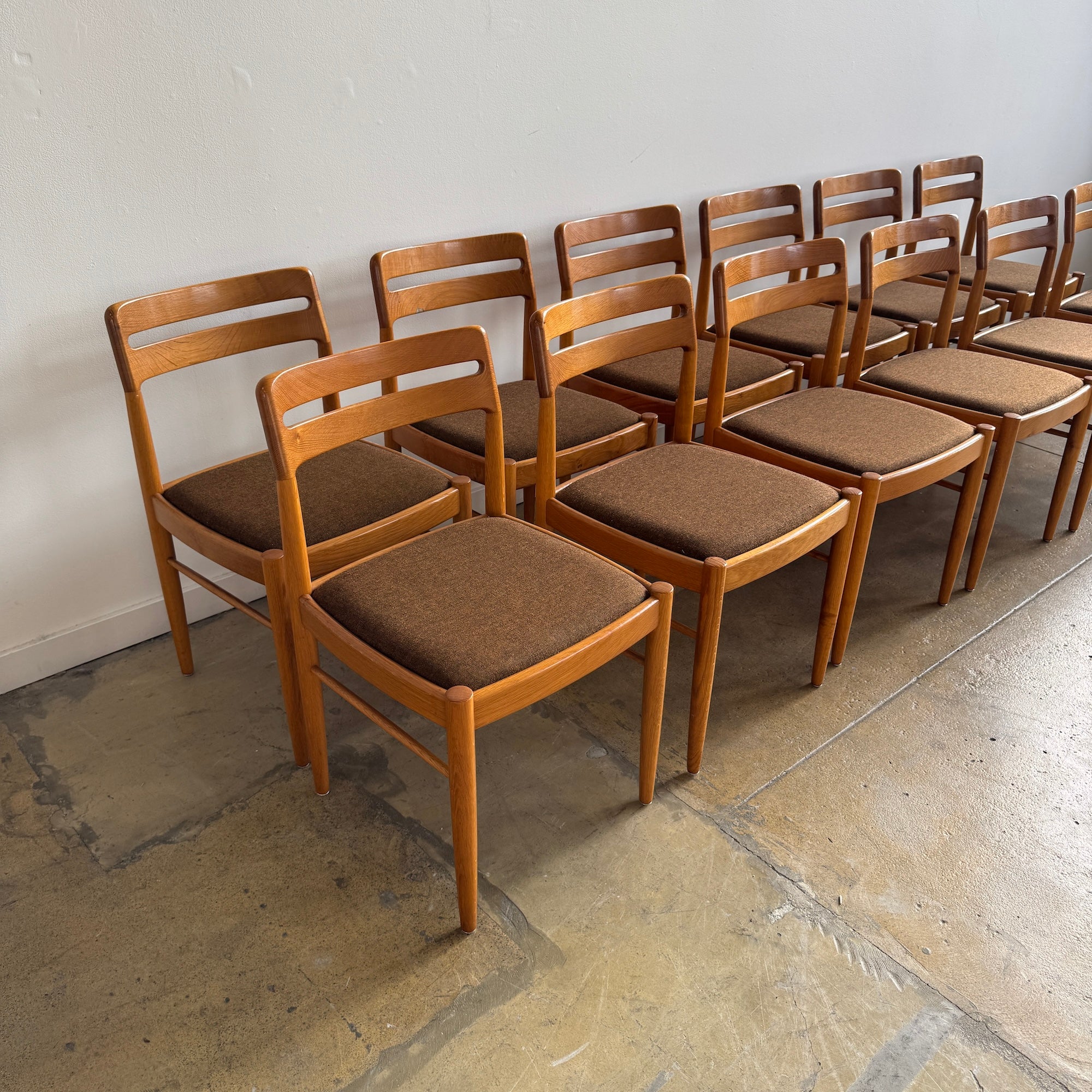 Danish Modern H.W. KLEIN. for Bramin 12 Oak Dining Chairs