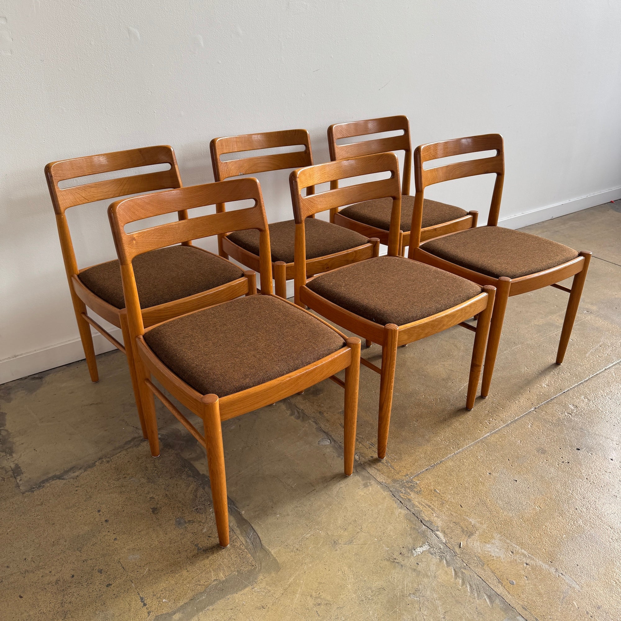 Danish Modern H.W. KLEIN. for Bramin 6 Oak Dining Chairs