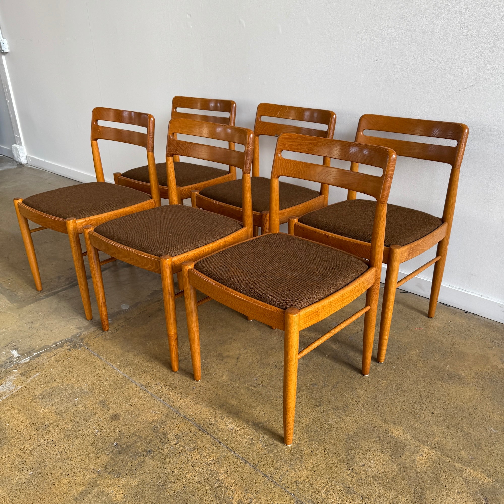 Danish Modern H.W. KLEIN. for Bramin 6 Oak Dining Chairs