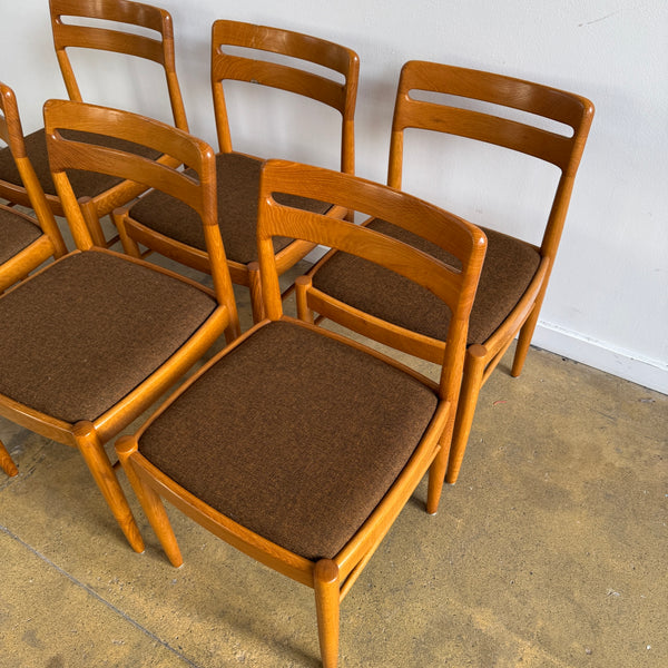 Danish Modern H.W. KLEIN. for Bramin 6 Oak Dining Chairs