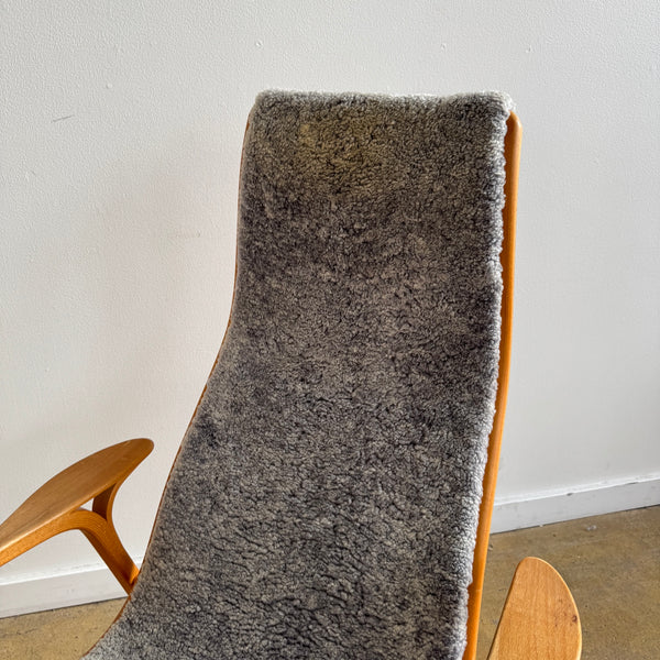 Vintage Lamino Sheepskin Lounge Chair by Yngve Ekström for Swedese (Light Blue)