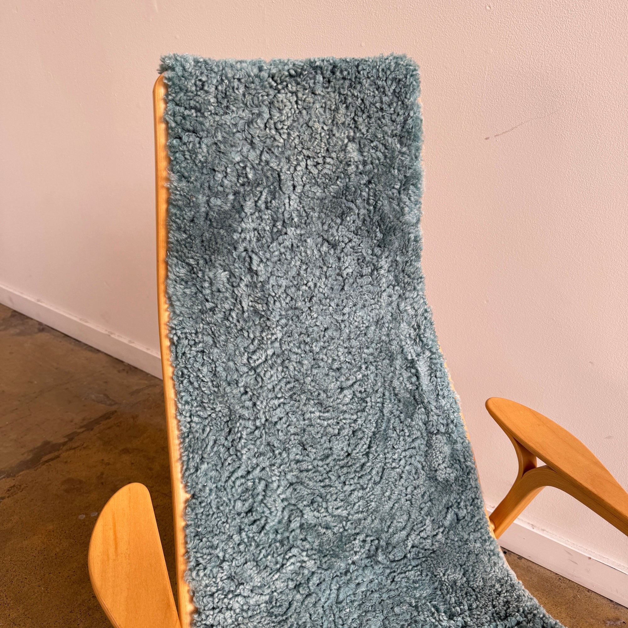 Vintage Lamino Sheepskin Lounge Chair by Yngve Ekström for Swedese (Bubble Gum Blue)