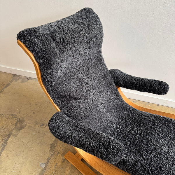 Vintage Gustav Axel Berg “Marianne” Sheep Skin recliner by Andersson Brothers