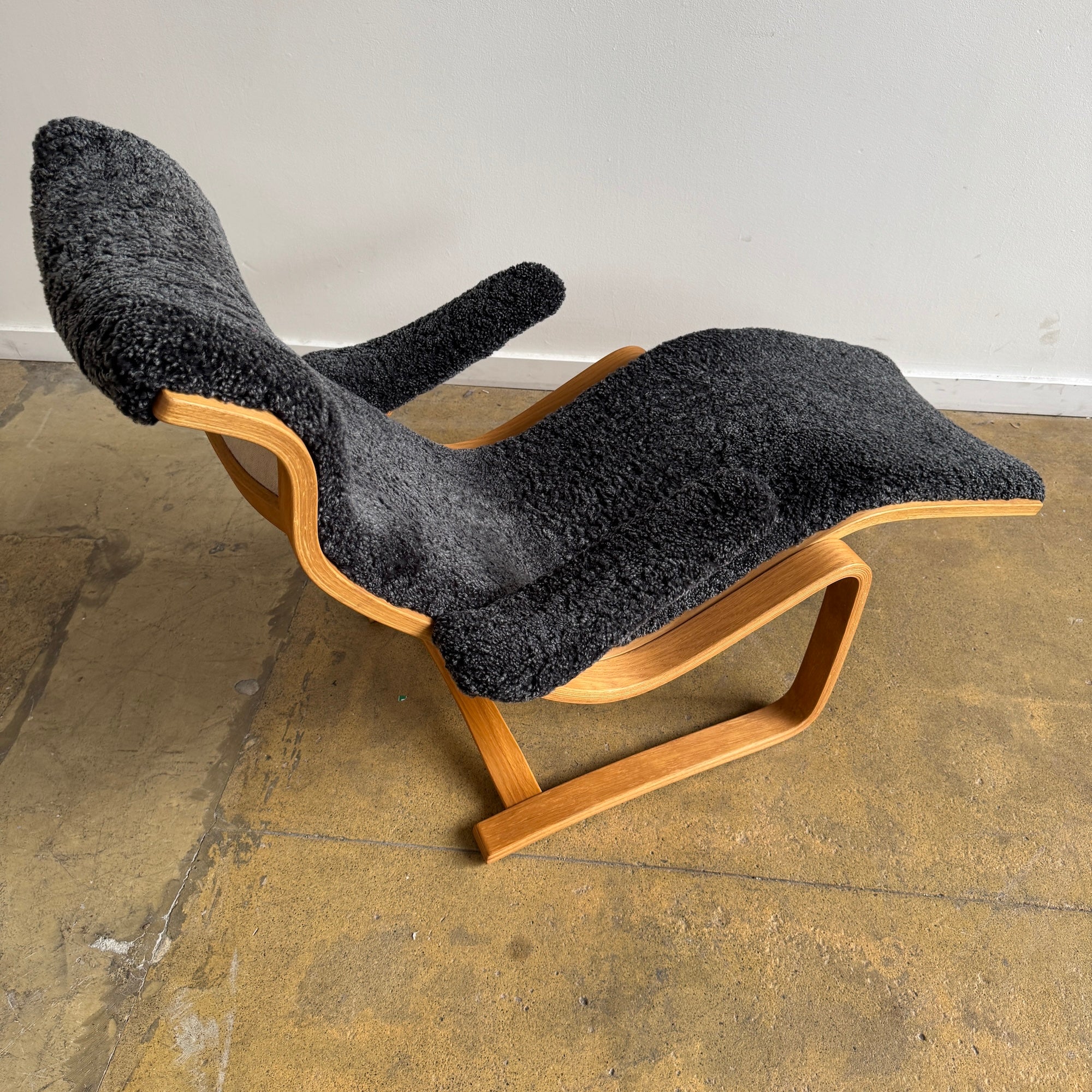 Vintage Gustav Axel Berg “Marianne” Sheep Skin recliner by Andersson Brothers