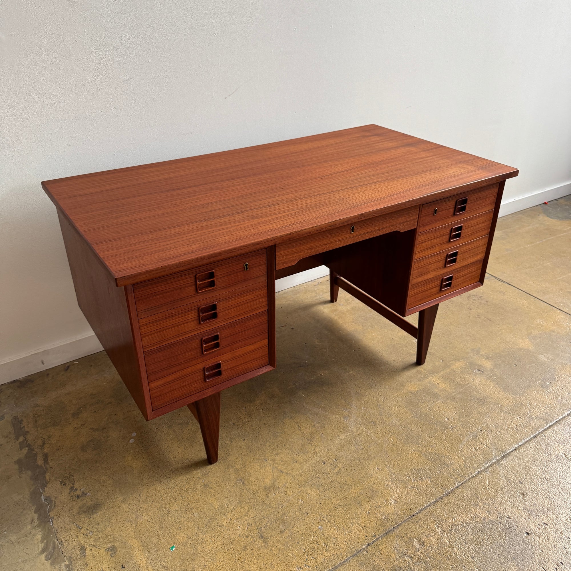 Danish Modern 8 Drawer Teak Desk