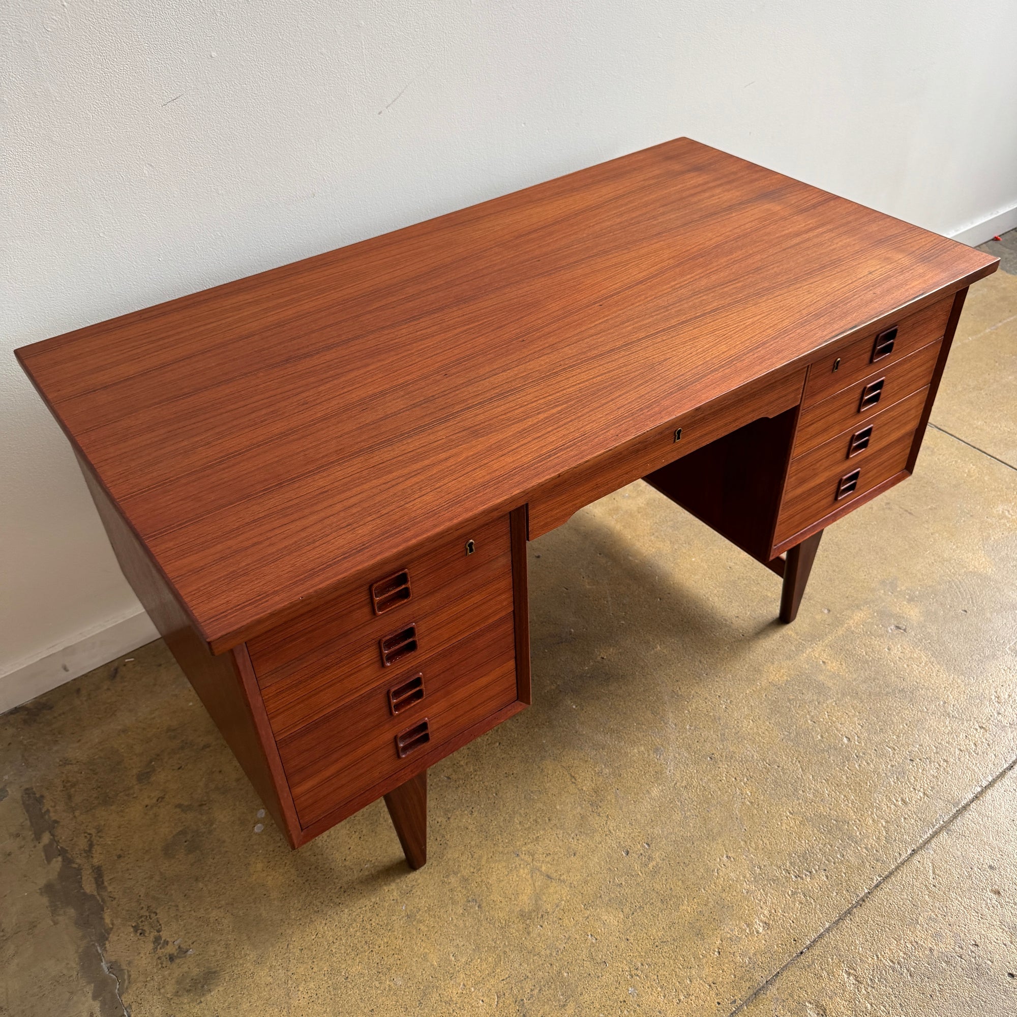 Danish Modern 8 Drawer Teak Desk