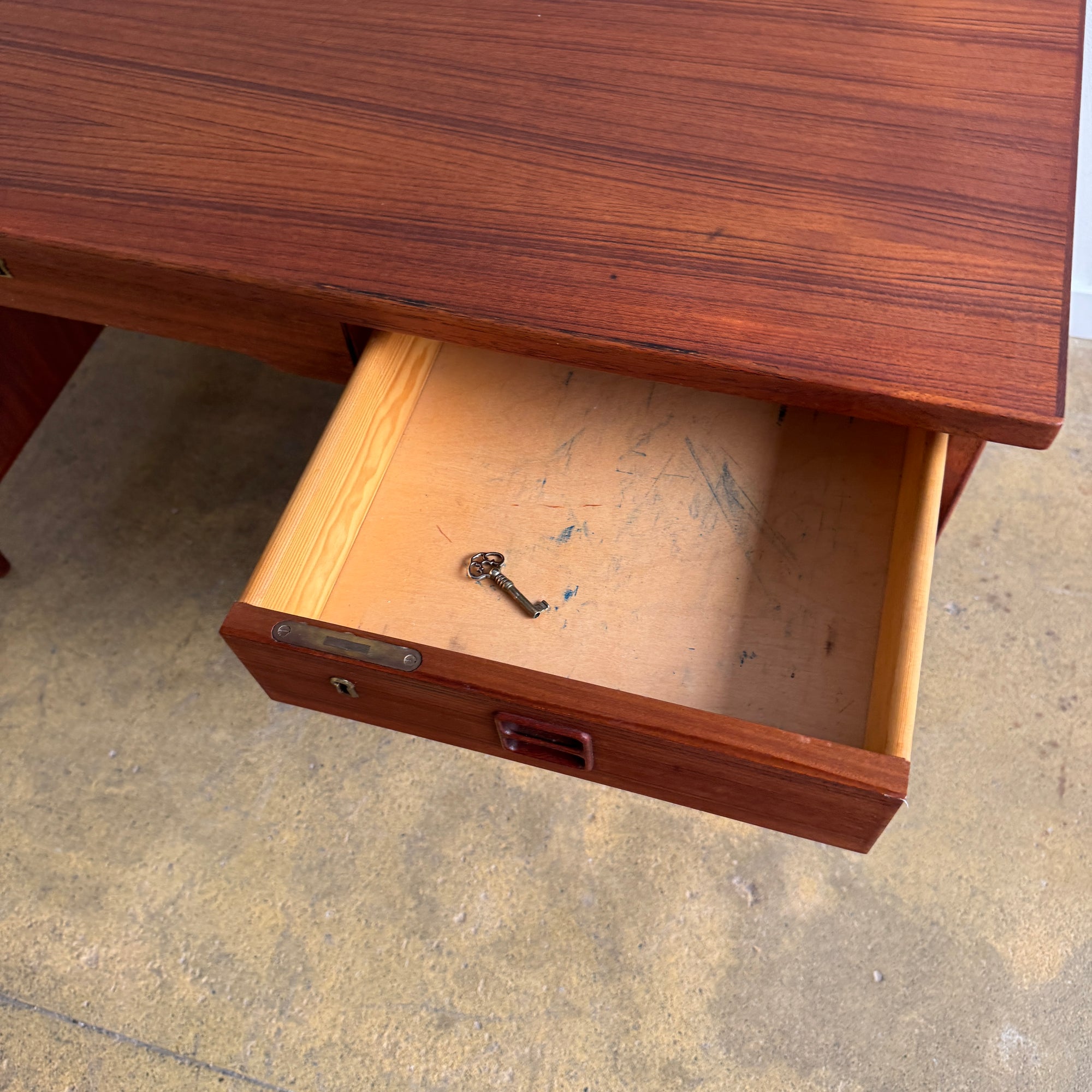 Danish Modern 8 Drawer Teak Desk