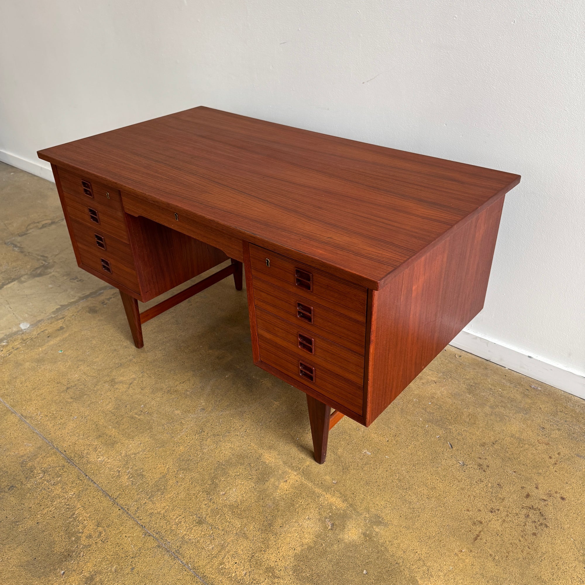 Danish Modern 8 Drawer Teak Desk