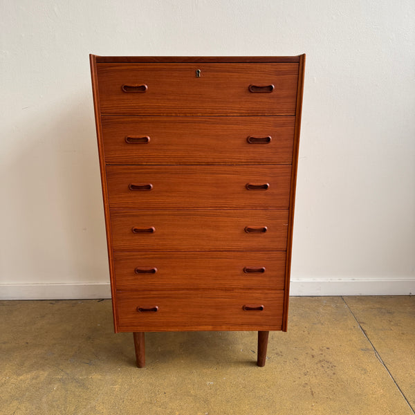 Danish Modern Teak Tall 6 Drawer Dresser