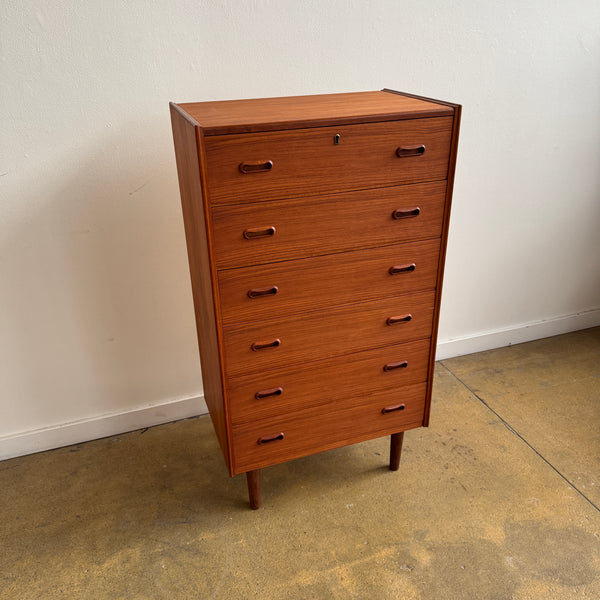 Danish Modern Teak Tall 6 Drawer Dresser