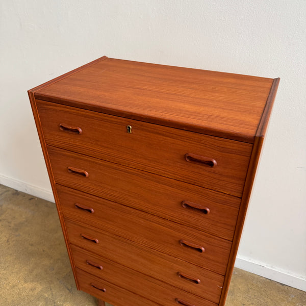 Danish Modern Teak Tall 6 Drawer Dresser