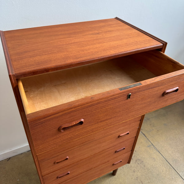 Danish Modern Teak Tall 6 Drawer Dresser