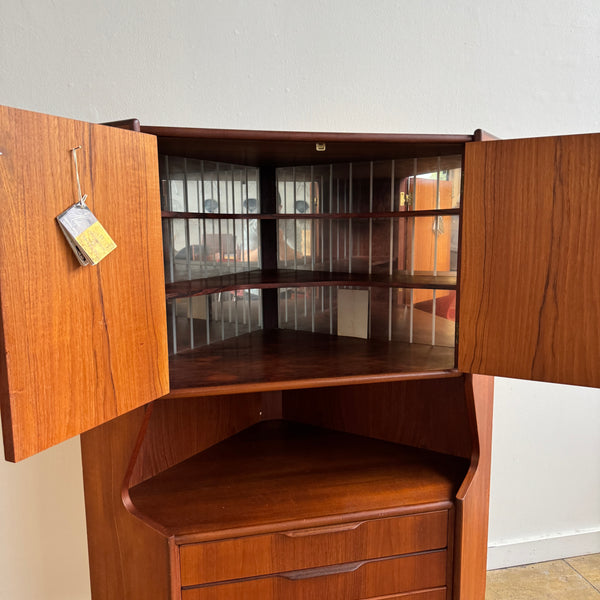 Danish Modern Teak Corner Bar Cabinet