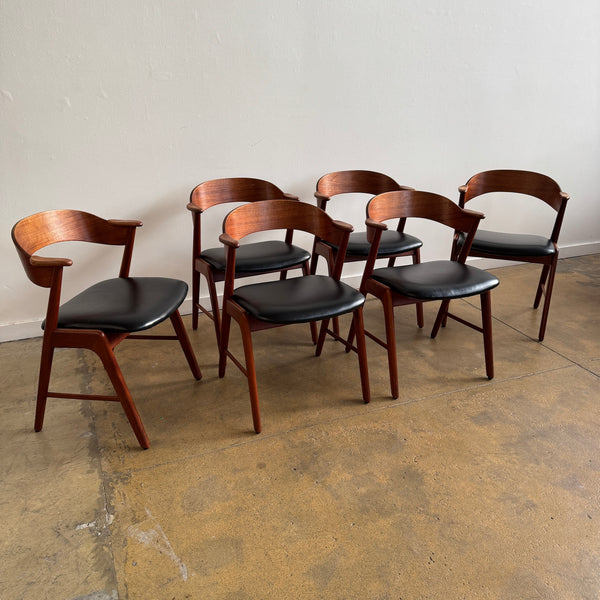 Danish Modern Kai Kristiansen Model 32 Teak Chairs for Korup