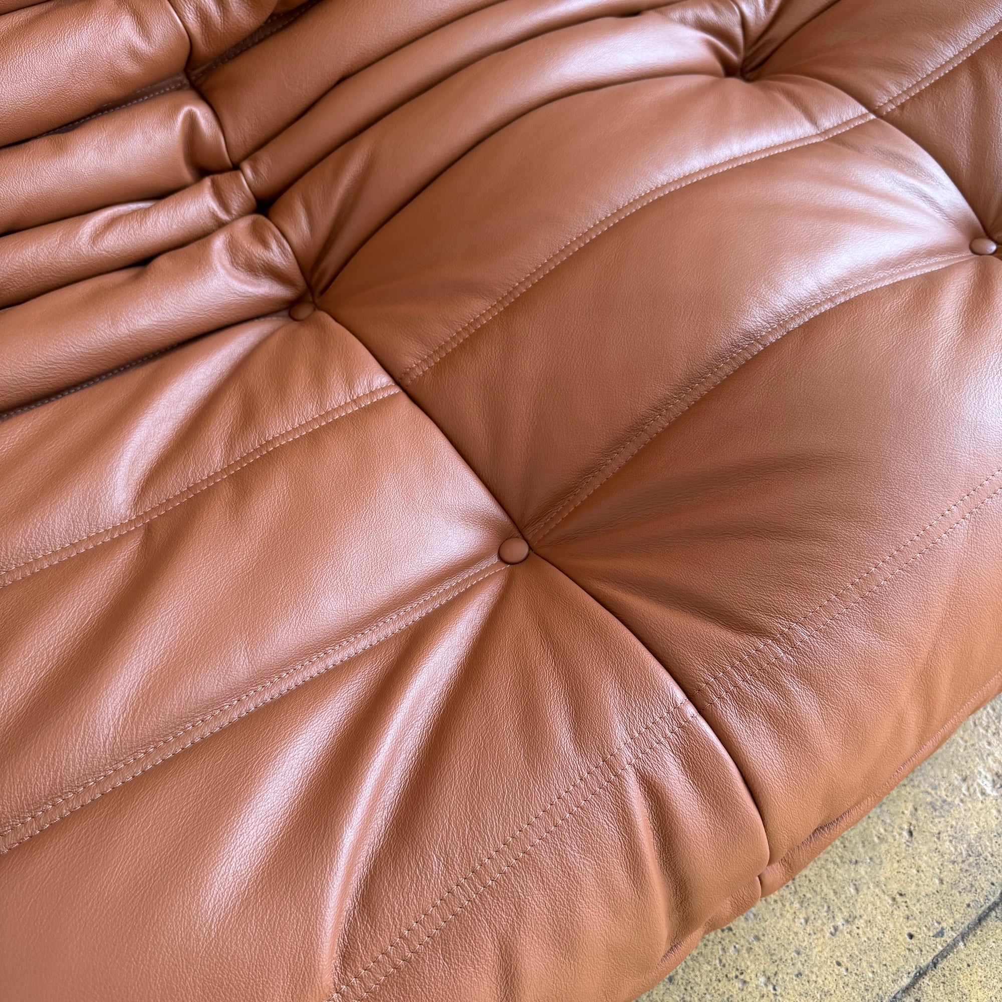 Authentic! Ligne Roset TOGO® Leather Ottoman (New Upholstery)