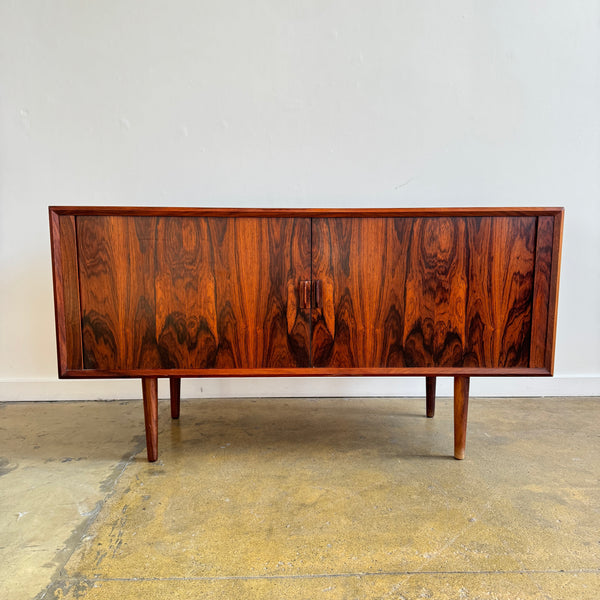 Danish Modern Svend Aage Larsen for Faarup Møbelfabrik Rosewood Tambour Door Credenza