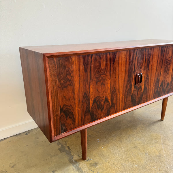 Danish Modern Svend Aage Larsen for Faarup Møbelfabrik Rosewood Tambour Door Credenza