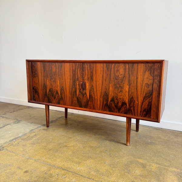 Danish Modern Svend Aage Larsen for Faarup Møbelfabrik Rosewood Tambour Door Credenza