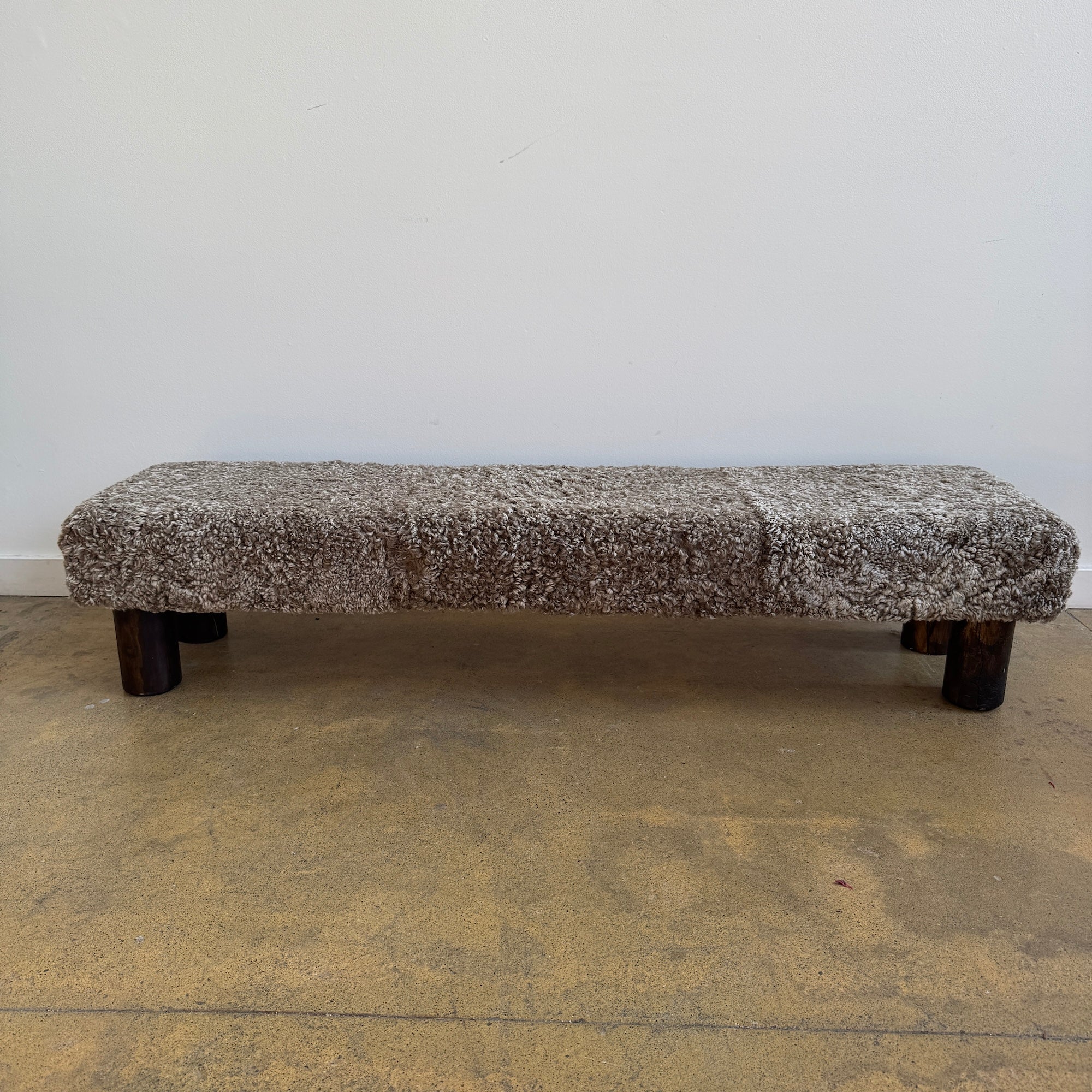 Danish Modern Long Sheep Skin Bench