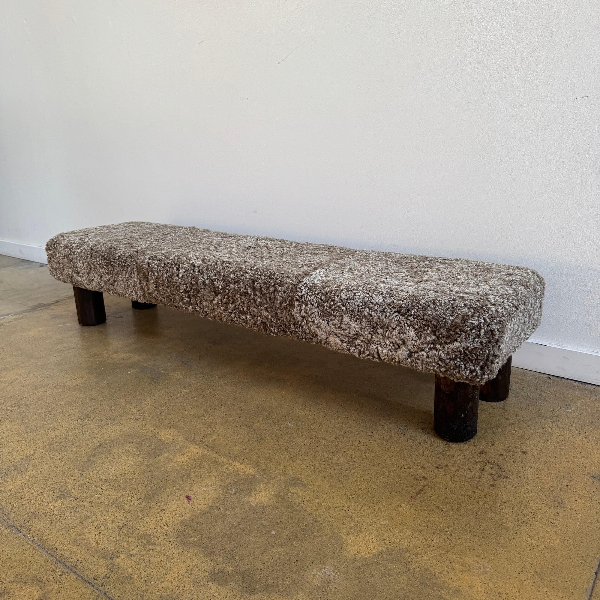 Danish Modern Long Sheep Skin Bench