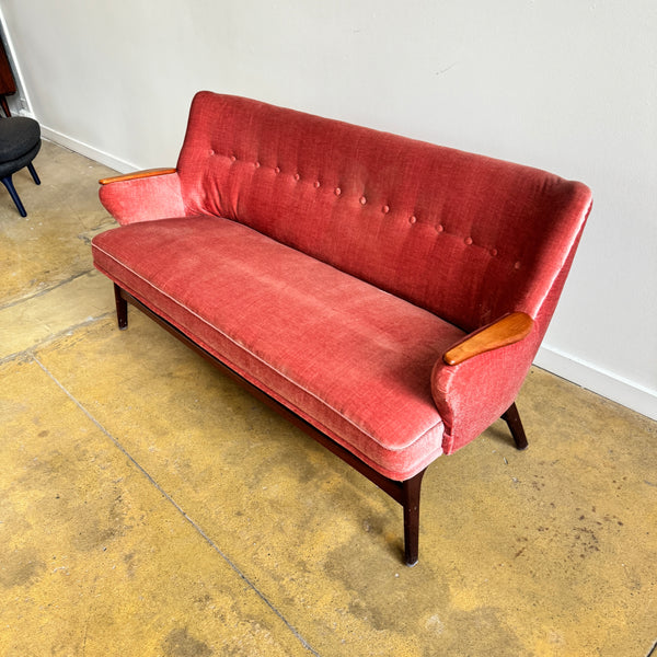 Danish Modern Velvet Settee sofa by CFC Silkeborg