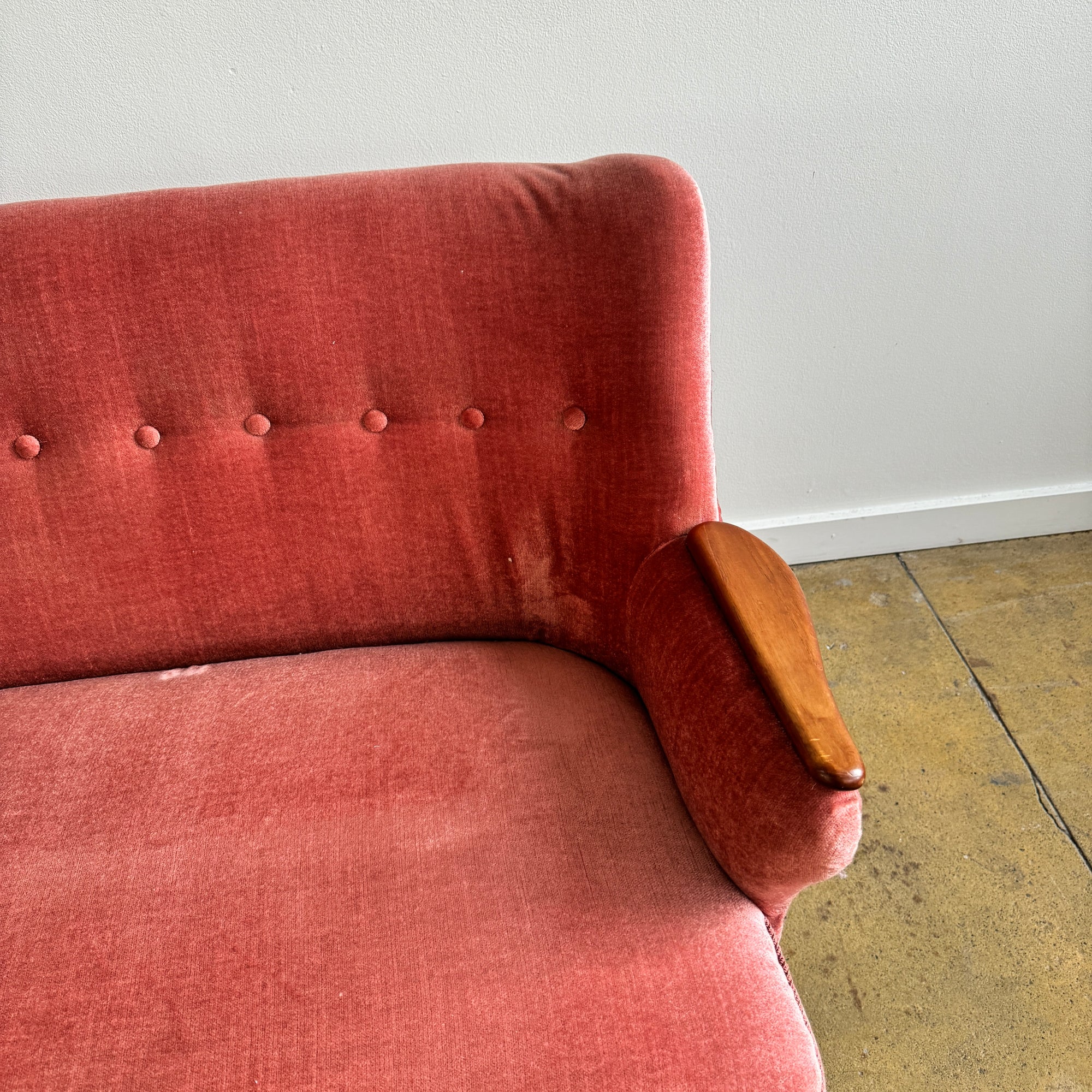 Danish Modern Velvet Settee sofa by CFC Silkeborg