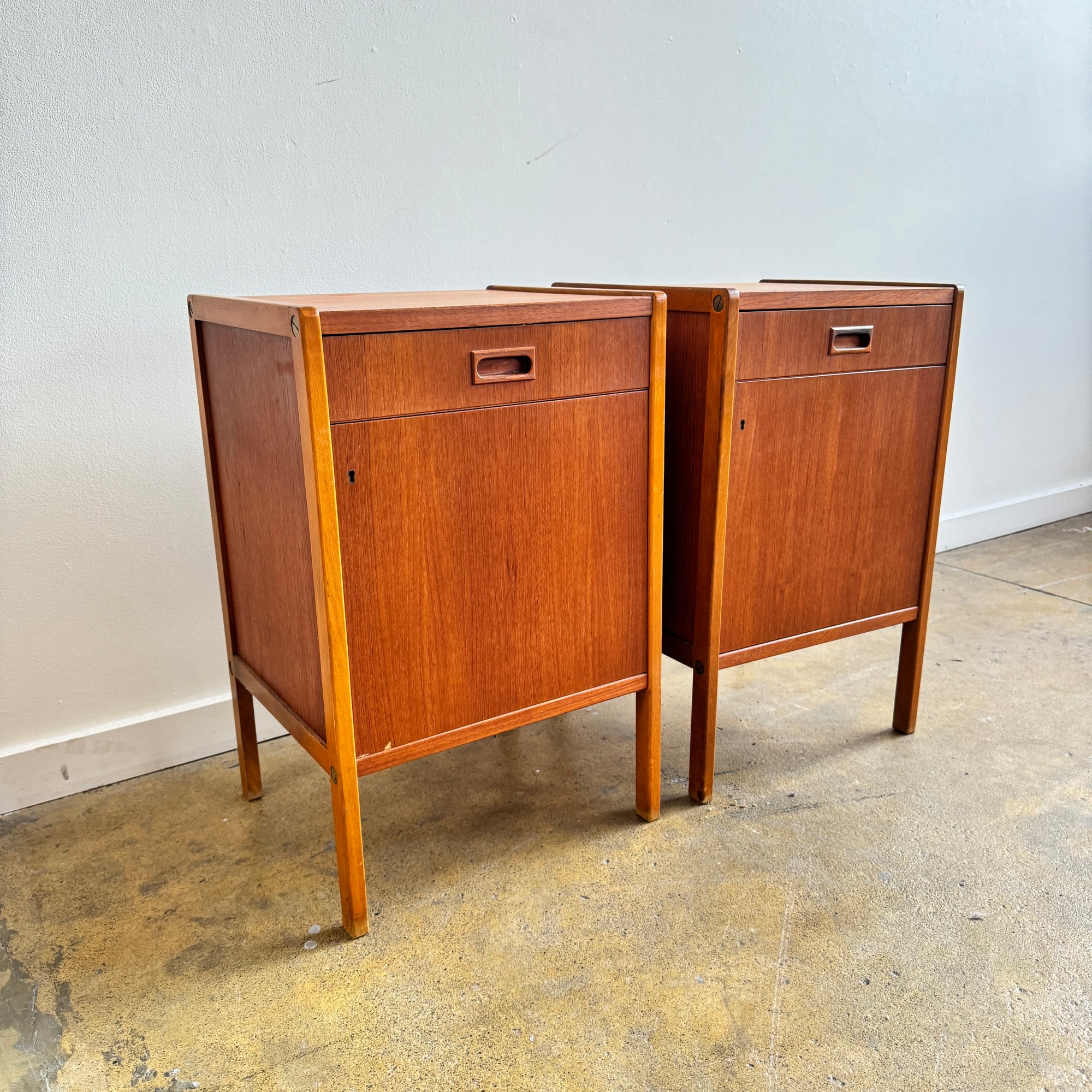 Danish Modern  pair of Bertil Fridhagen Teakwood Nightstands