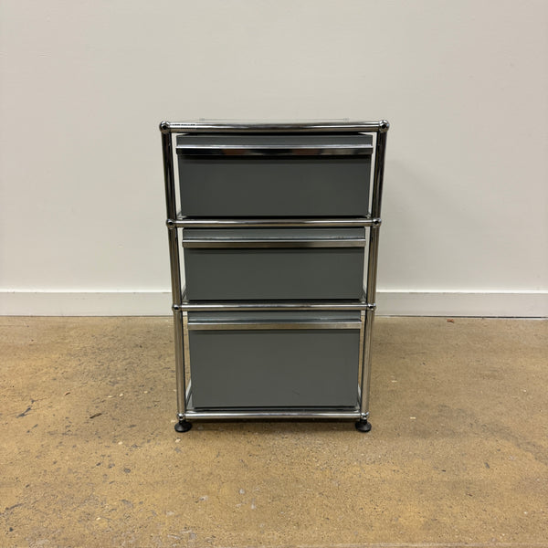 USM Haller 3 Drawer File Pedestal (Matte Silver)