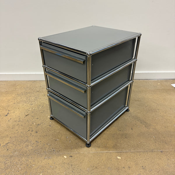 USM Haller 3 Drawer File Pedestal (Matte Silver)