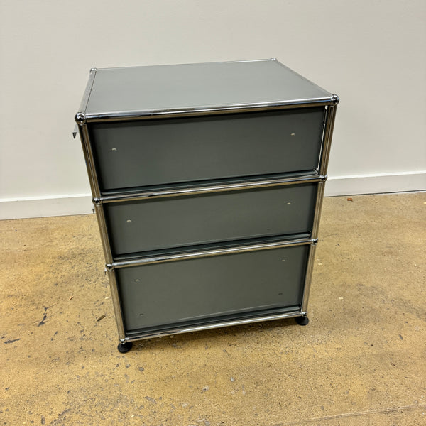 USM Haller 3 Drawer File Pedestal (Matte Silver)