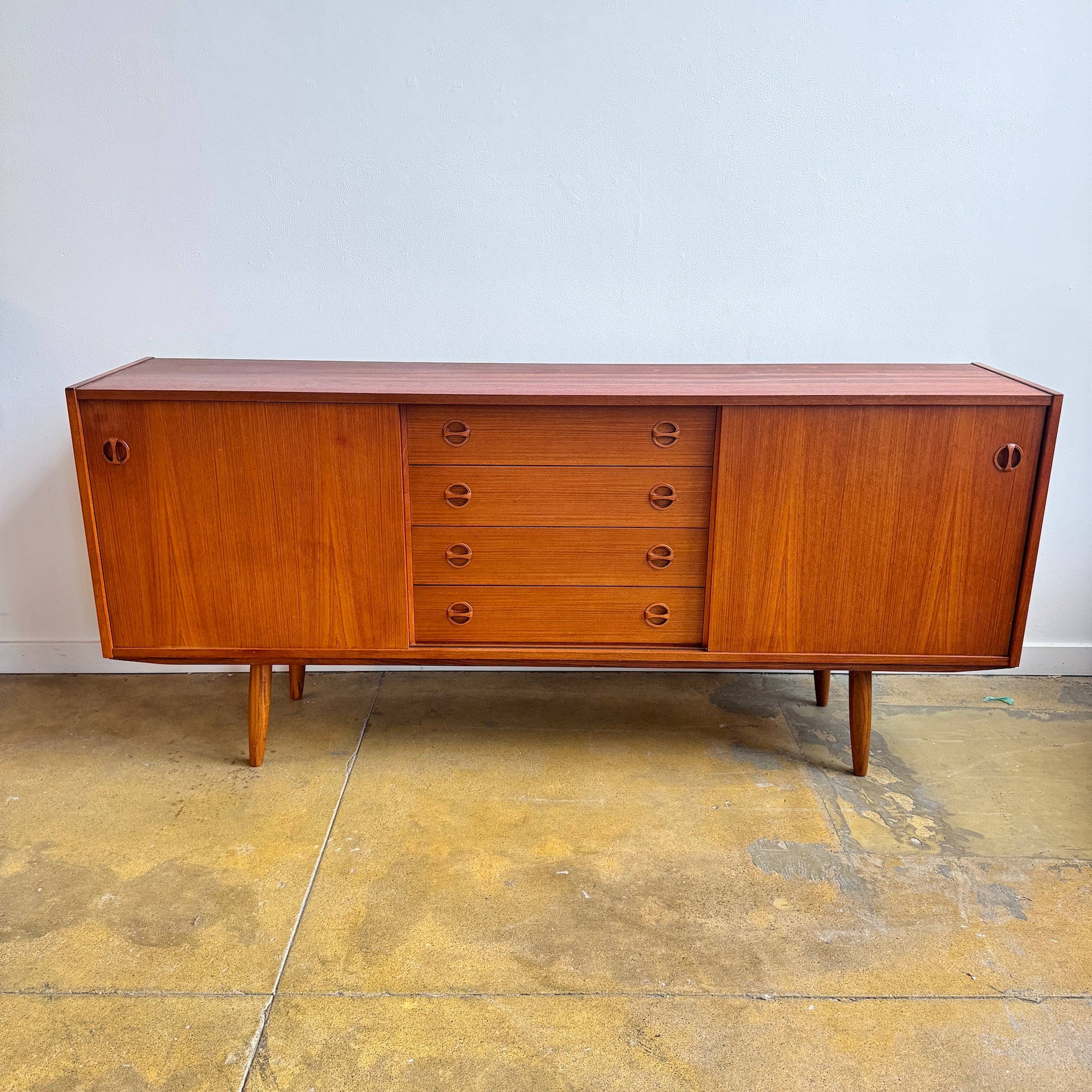 Danish Modern Teak Sideboard with 4 Drawers (Refinished)